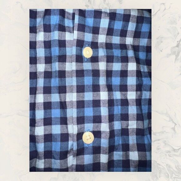 Peter Millar Blue Plaid Cotton Cashmere Long Sleeve Button Down Shirt Mens Large - Picture 2 of 7
